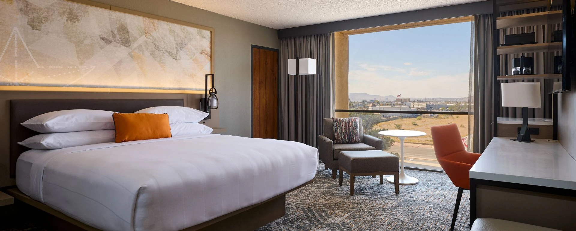 A king room at the Marriott El Paso, looking out over the city